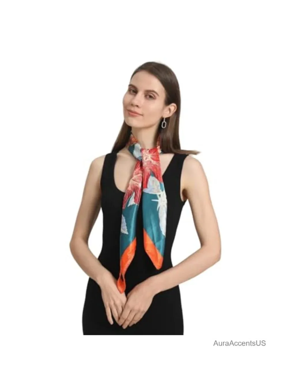 Silk-Like Satin Square Scarf for Women, Non-Slip Head Wrap